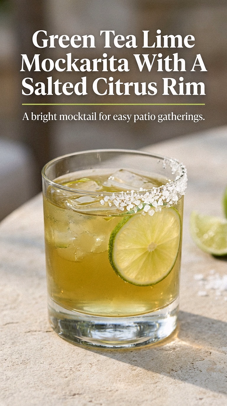Green Tea Lime Mockarita With A Salted Citrus Rim