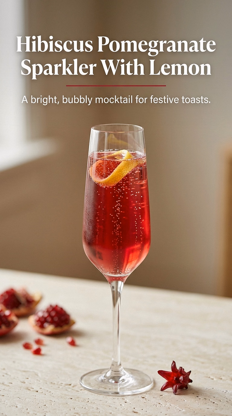 Hibiscus Pomegranate Sparkler With Lemon