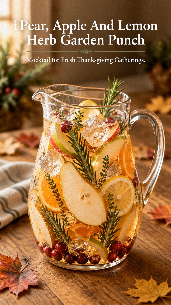 Pear, Apple And Lemon Herb Garden Punch