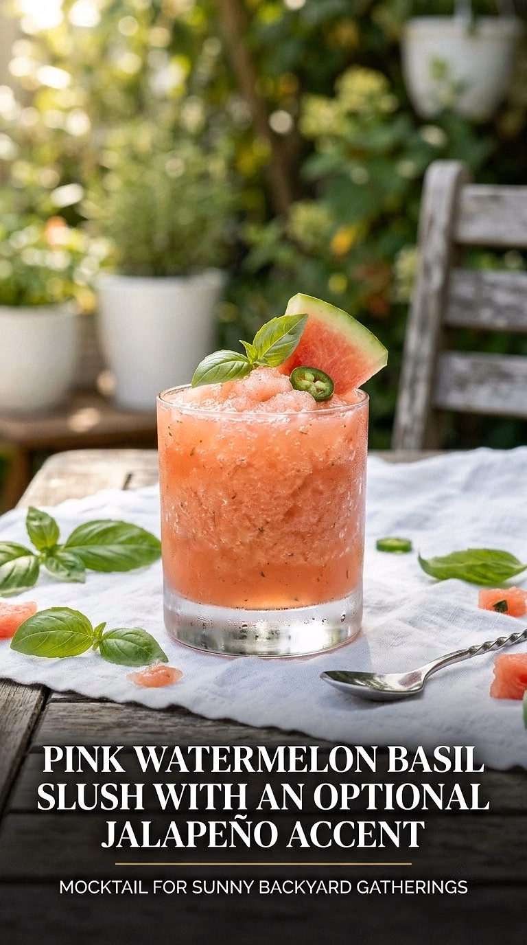 Pink Watermelon Basil Slush With an Optional Jalapeño Accent