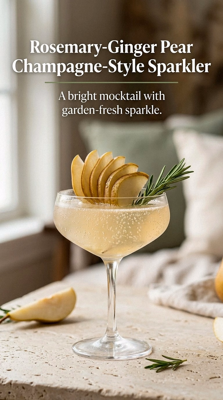 Rosemary-Ginger Pear Champagne-Style Sparkler