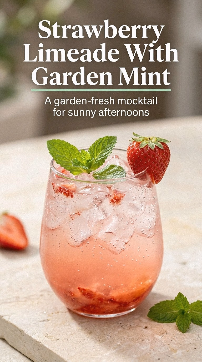 Strawberry Limeade With Garden Mint
