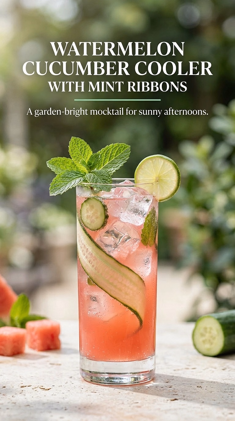 Watermelon Cucumber Cooler With Mint Ribbons