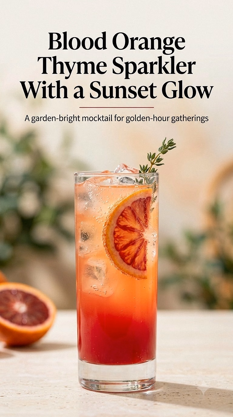 Blood Orange Thyme Sparkler With a Sunset Glow