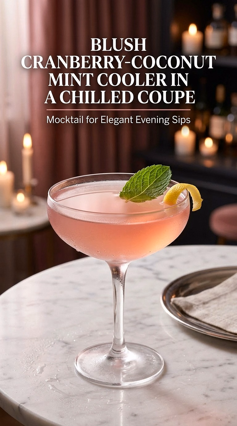 Blush Cranberry-Coconut Mint Cooler in a Chilled Coupe