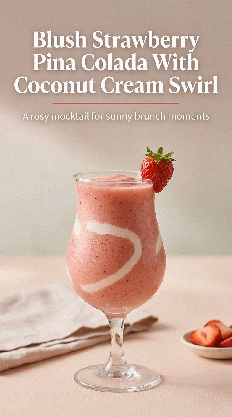 Blush Strawberry Pina Colada With Coconut Cream Swirl