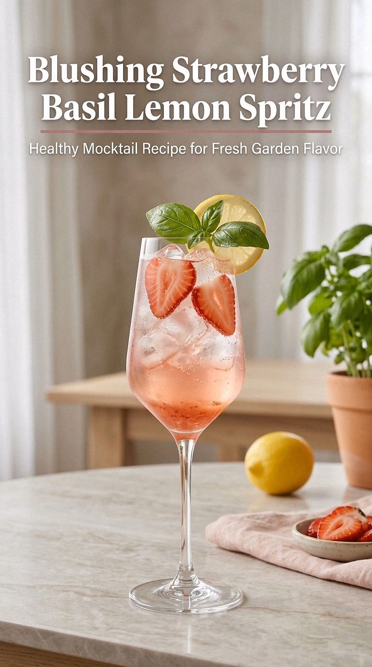 Blushing Strawberry Basil Lemon Spritz