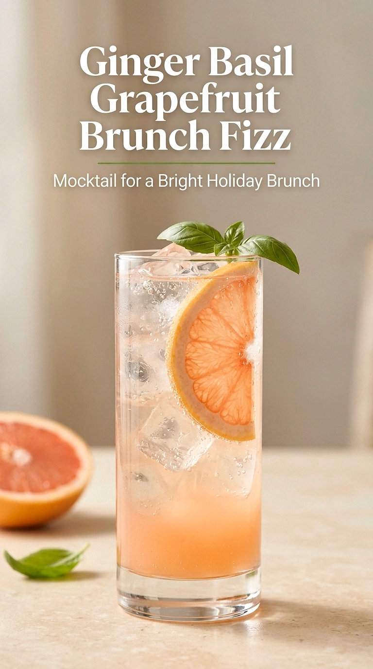 Ginger Basil Grapefruit Brunch Fizz