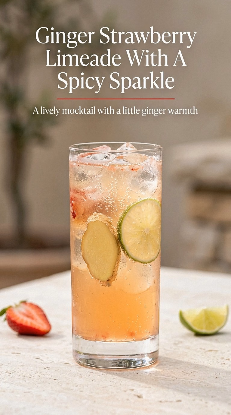 Ginger Strawberry Limeade With A Spicy Sparkle