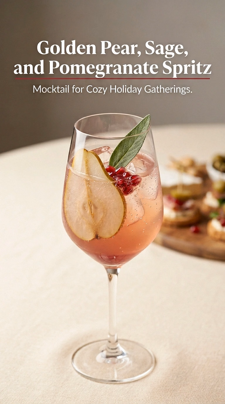 Golden Pear, Sage, And Pomegranate Spritz
