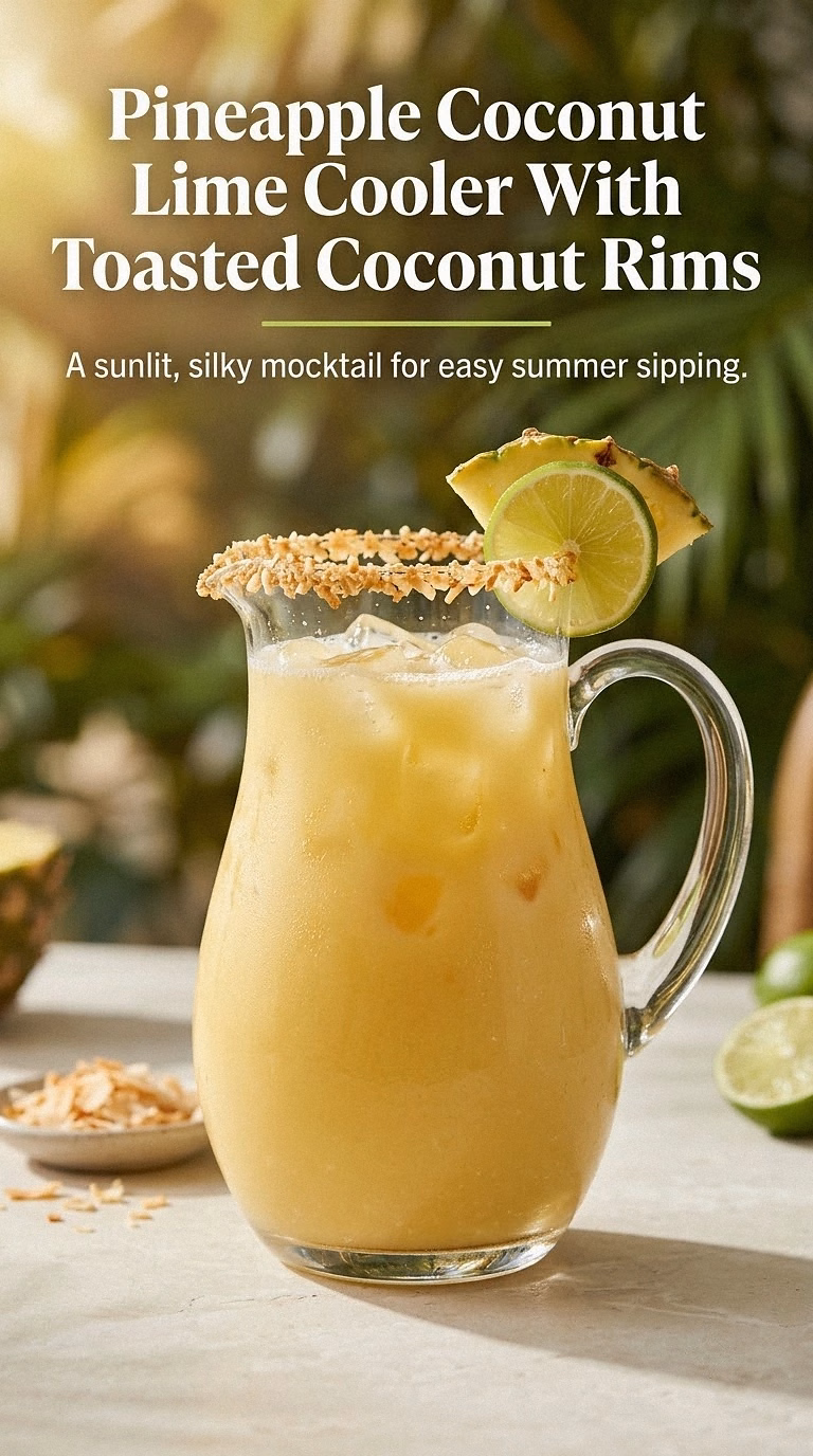 Pineapple Coconut Lime Cooler With Toasted Coconut Rims