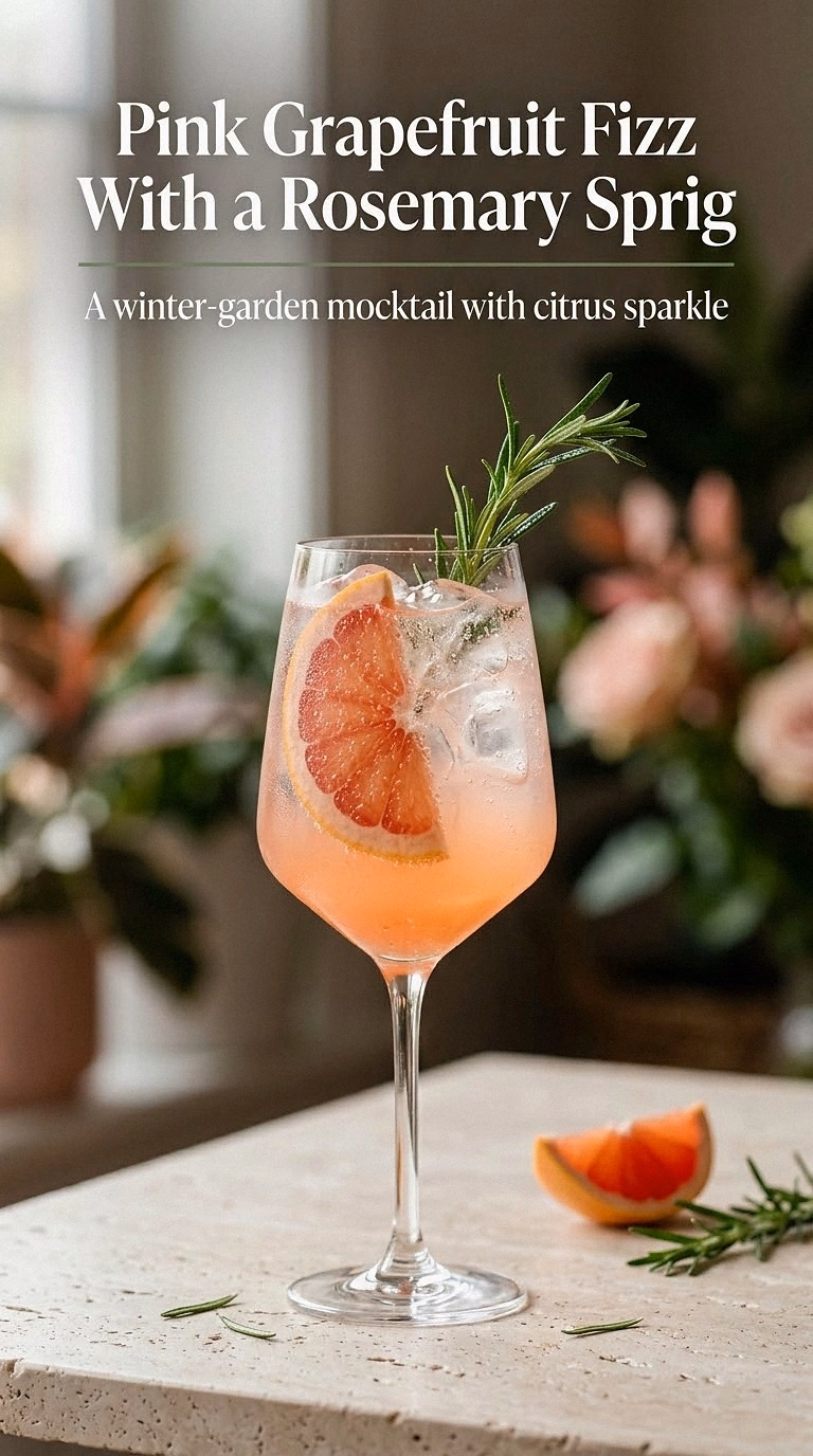 Pink Grapefruit Fizz With a Rosemary Sprig