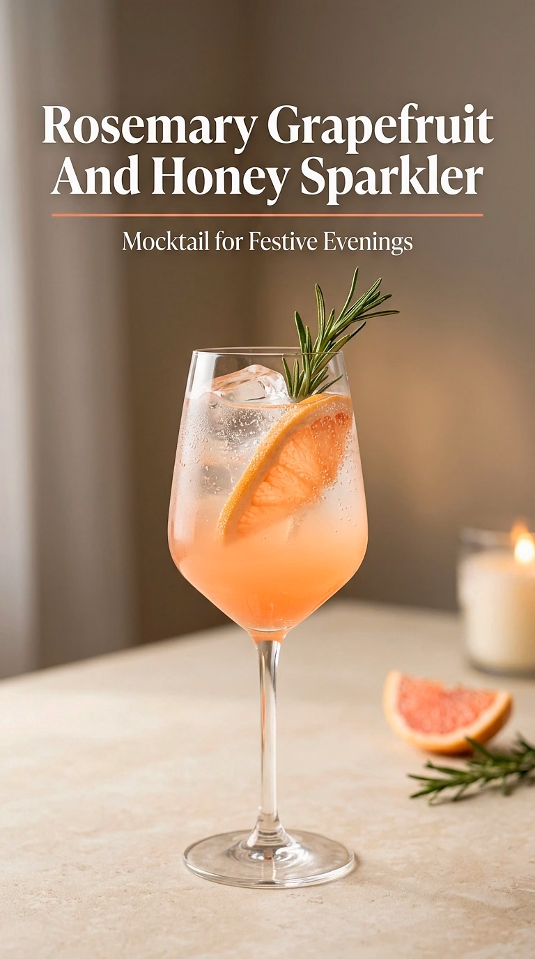 Rosemary Grapefruit And Honey Sparkler