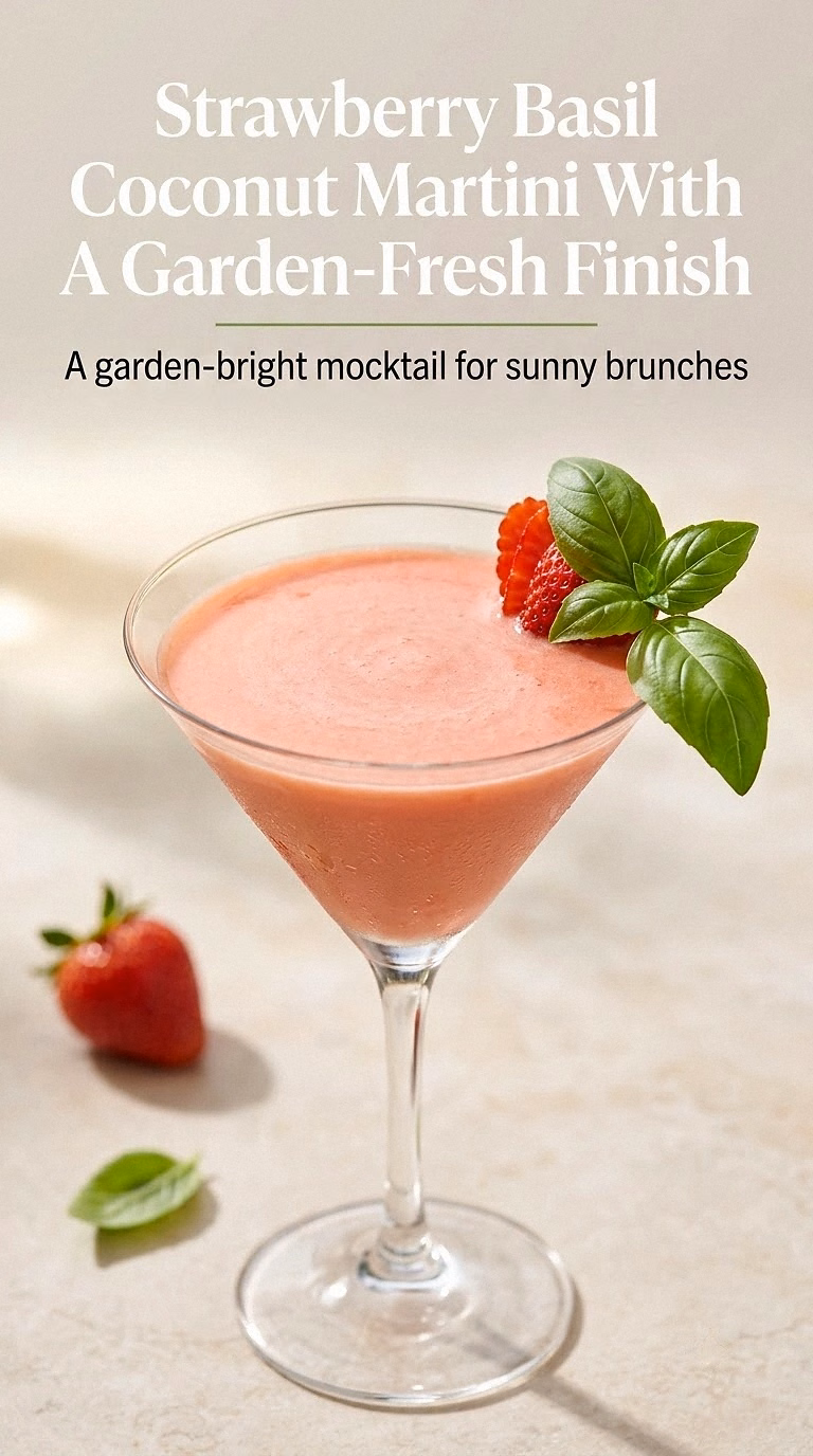 Strawberry Basil Coconut Martini With A Garden-Fresh Finish
