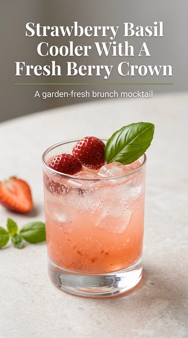 Strawberry Basil Cooler With A Fresh Berry Crown