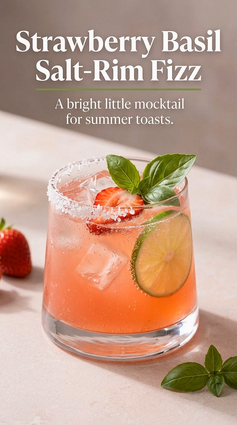 Strawberry Basil Salt-Rim Fizz