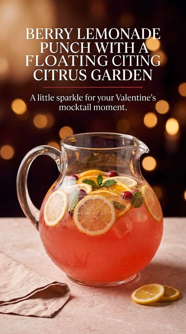 Berry Lemonade Punch With a Floating Citrus Garden