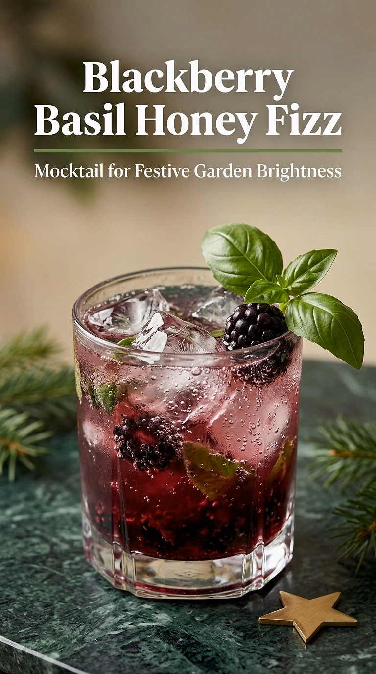 Blackberry Basil Honey Fizz