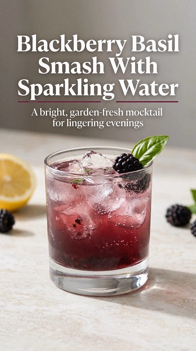 Blackberry Basil Smash With Sparkling Water