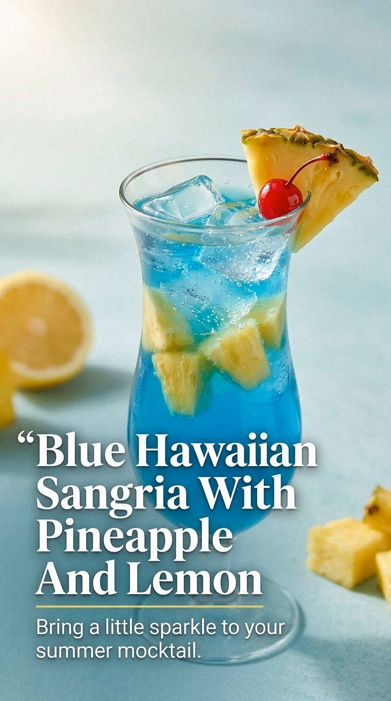 Blue Hawaiian Sangria With Pineapple And Lemon
