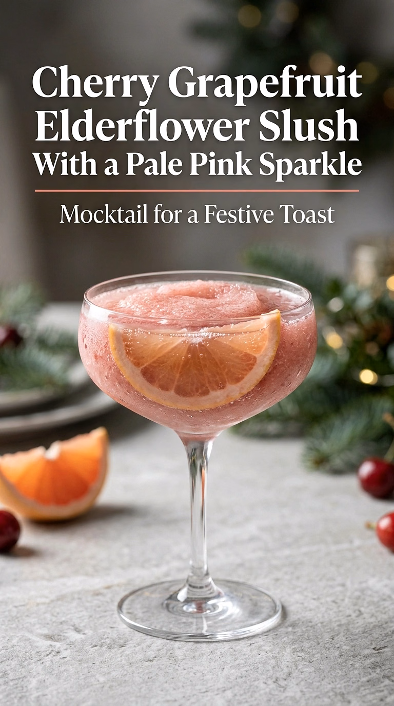 Cherry Grapefruit Elderflower Slush With a Pale Pink Sparkle