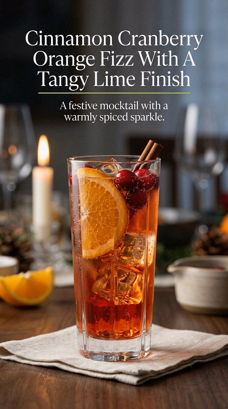Cinnamon Cranberry Orange Fizz With A Tangy Lime Finish