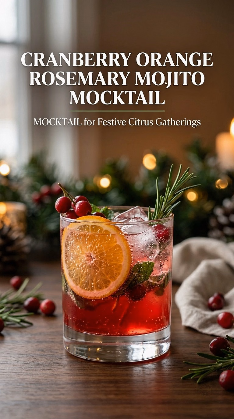 Cranberry Orange Rosemary Mojito Mocktail