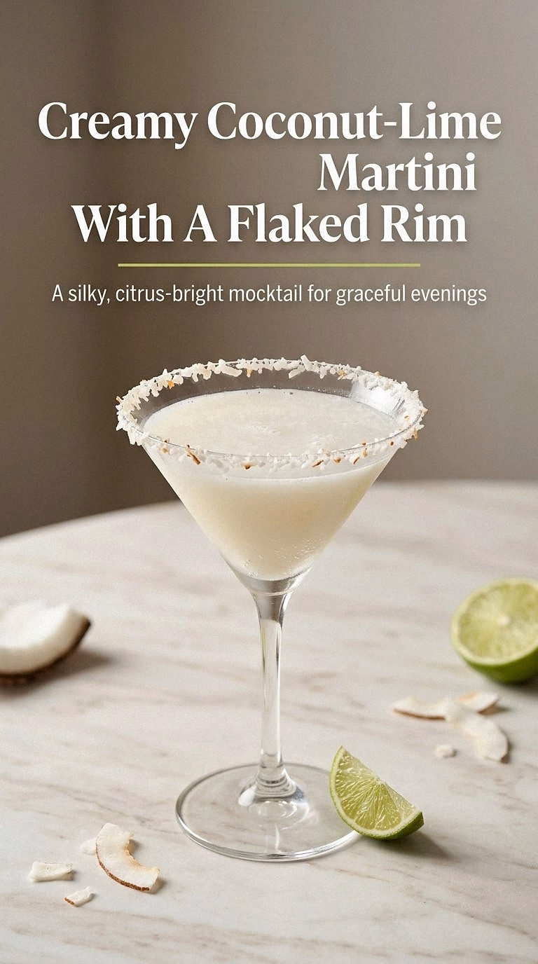 Creamy Coconut-Lime Martini With A Flaked Rim