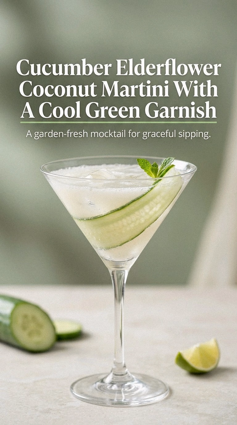 Cucumber Elderflower Coconut Martini With A Cool Green Garnish