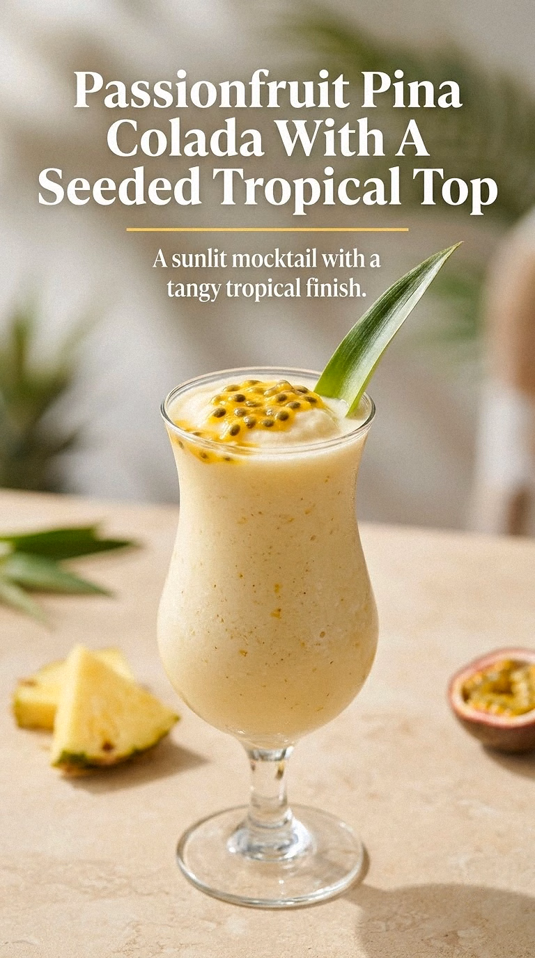 Passionfruit Pina Colada With A Seeded Tropical Top