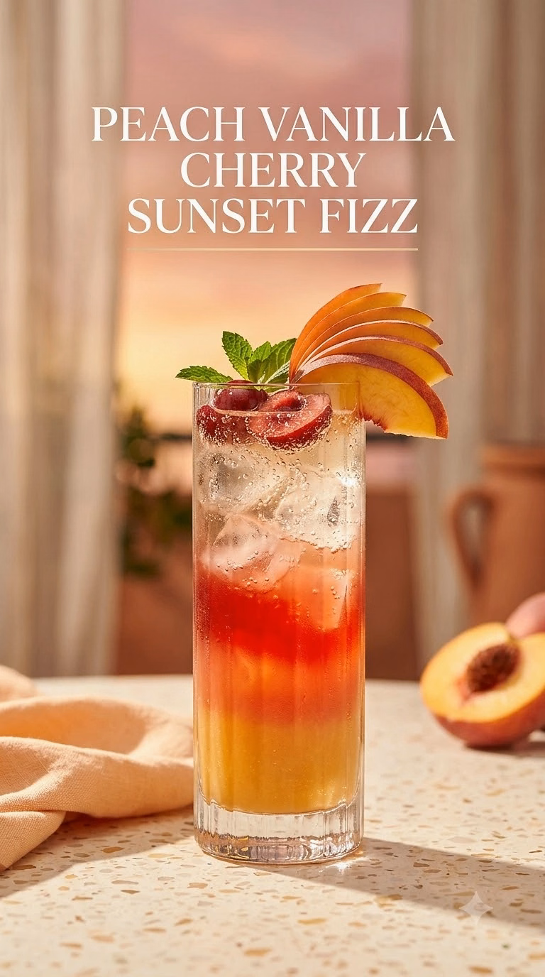 Peach Vanilla Cherry Sunset Fizz