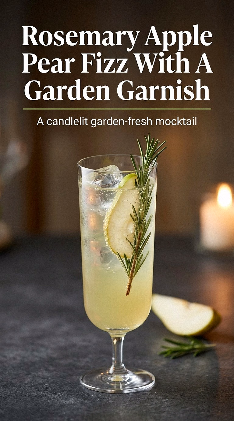 Rosemary Apple Pear Fizz With A Garden Garnish