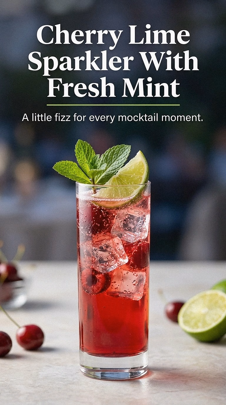 Cherry Lime Sparkler With Fresh Mint