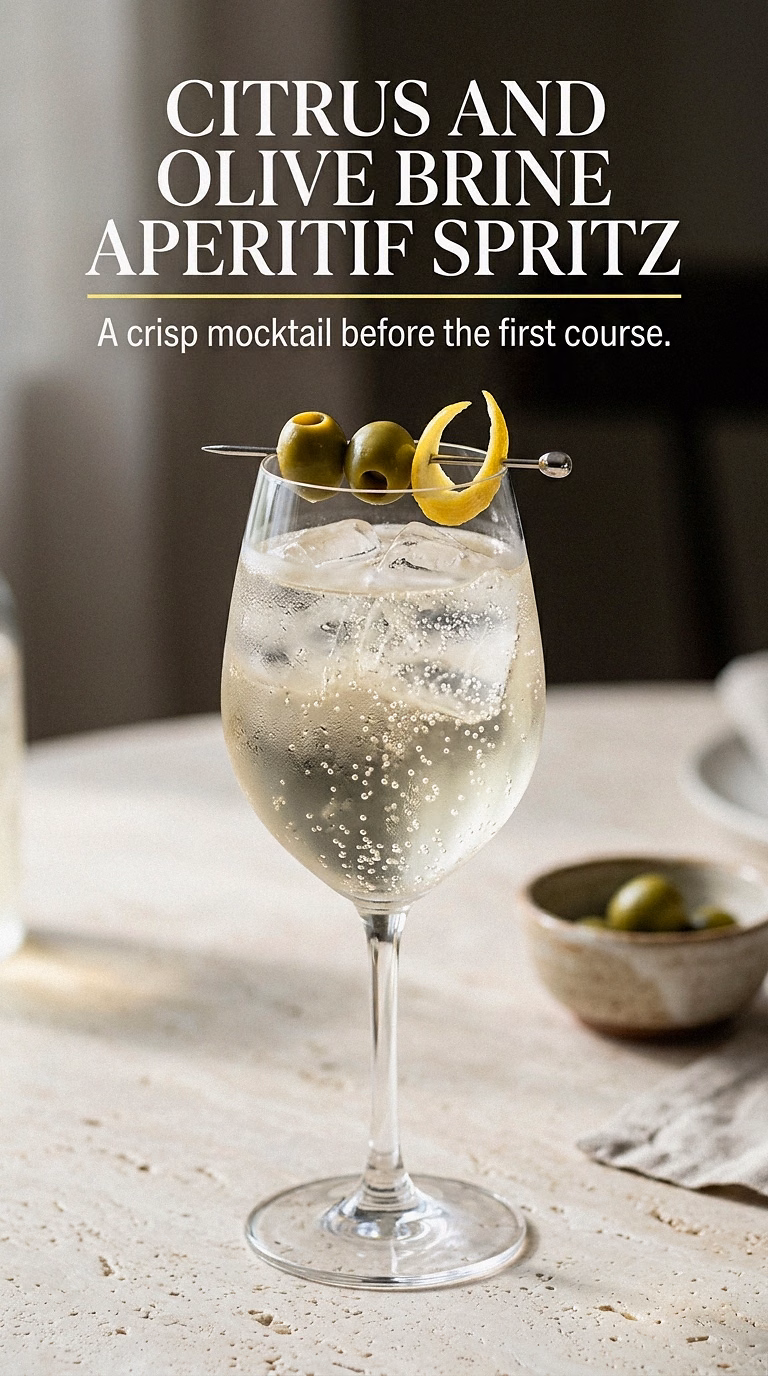 Citrus And Olive Brine Aperitif Spritz