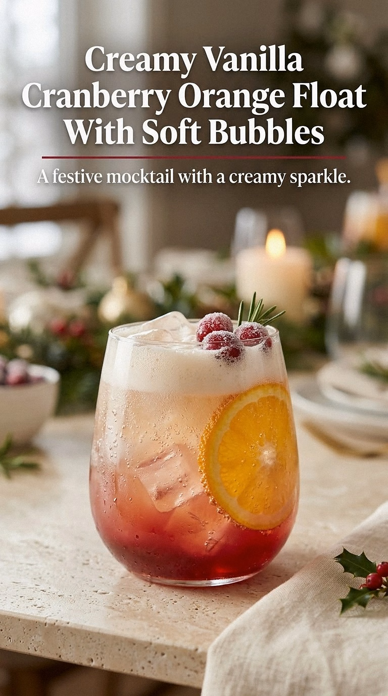 Creamy Vanilla Cranberry Orange Float With Soft Bubbles