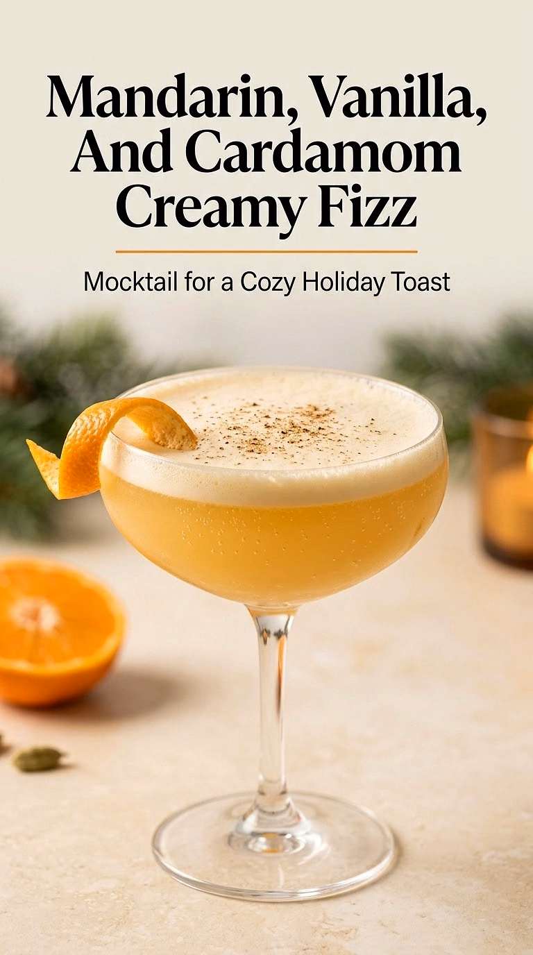 Mandarin, Vanilla, And Cardamom Creamy Fizz
