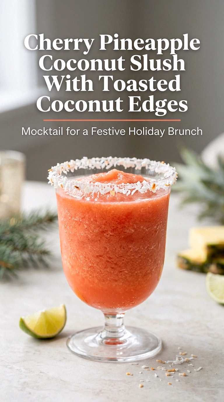 Cherry Pineapple Coconut Slush With Toasted Coconut Edges