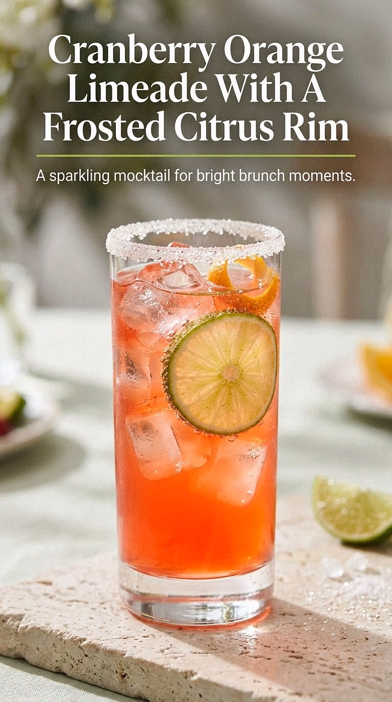 Cranberry Orange Limeade With A Frosted Citrus Rim