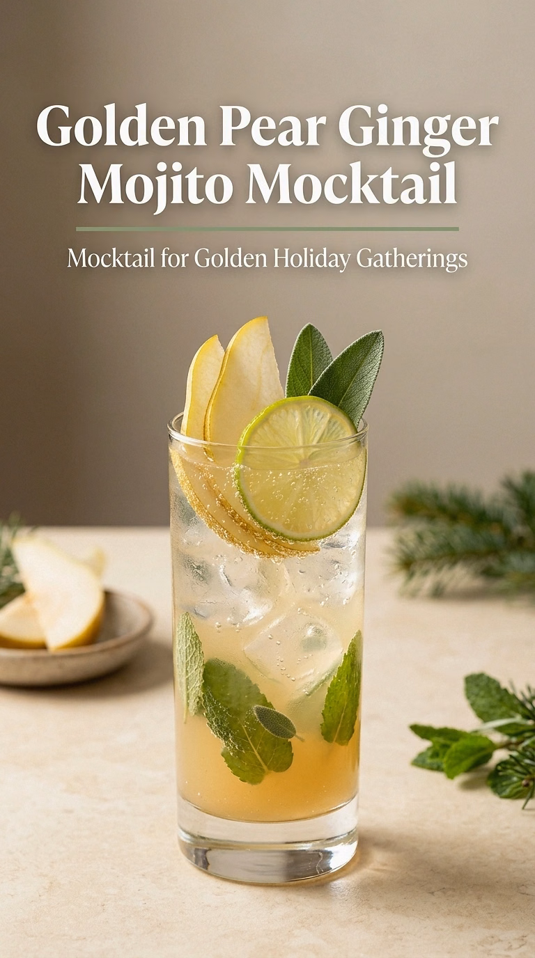 Golden Pear Ginger Mojito Mocktail