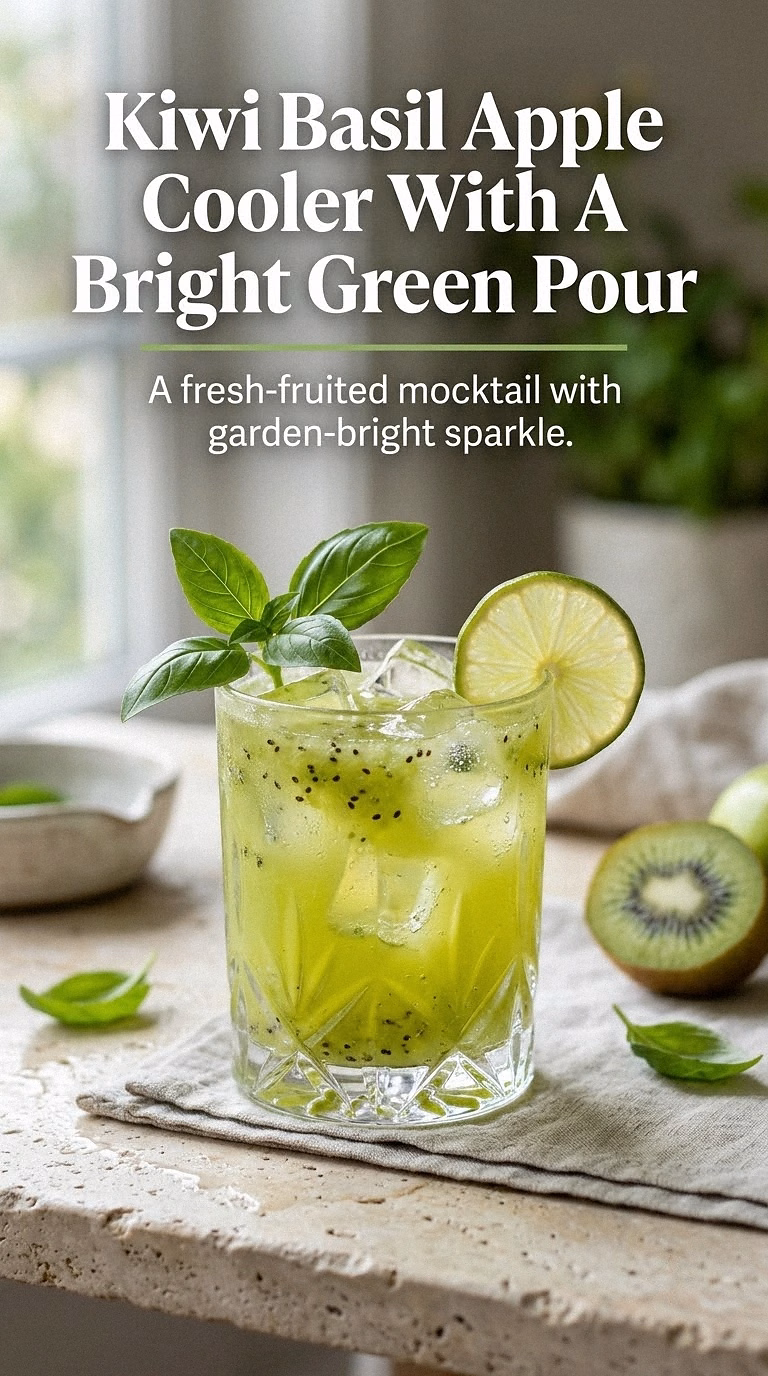 Kiwi Basil Apple Cooler With A Bright Green Pour