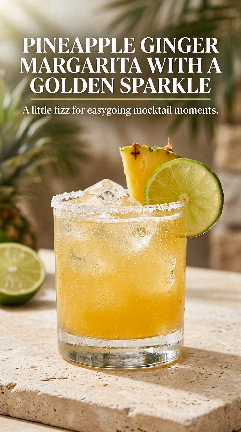 Pineapple Ginger Margarita With A Golden Sparkle