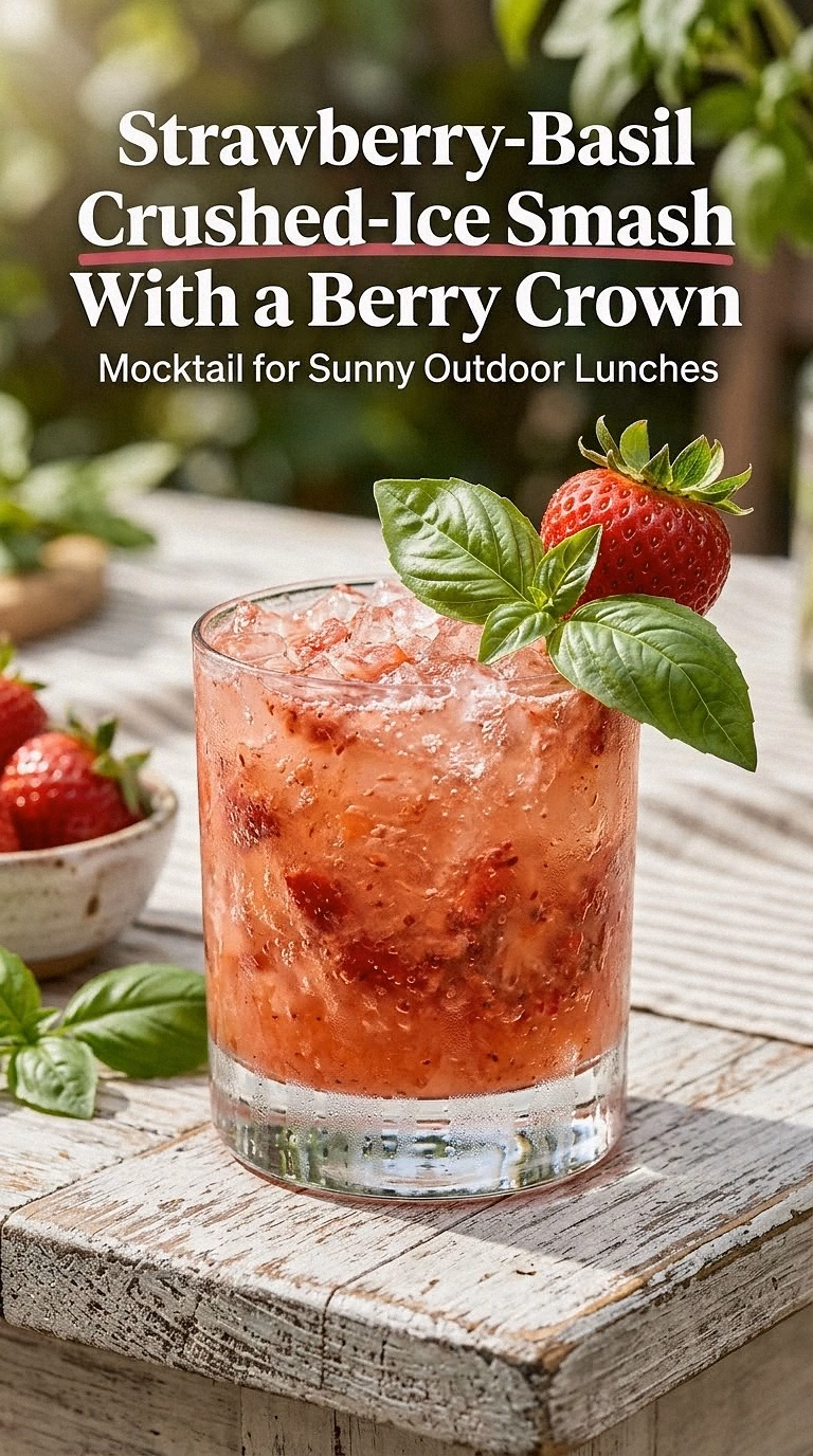 Strawberry-Basil Crushed-Ice Smash With a Berry Crown