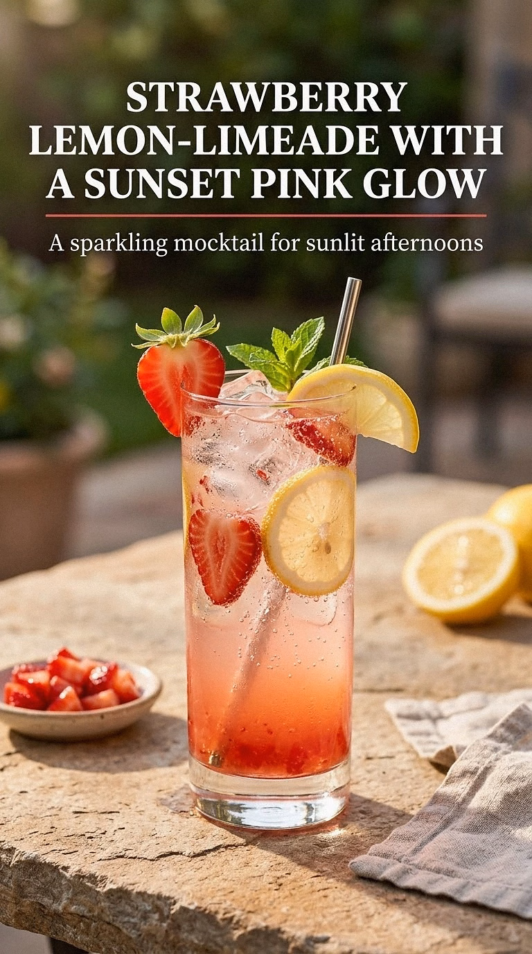 Strawberry Lemon-Limeade With A Sunset Pink Glow