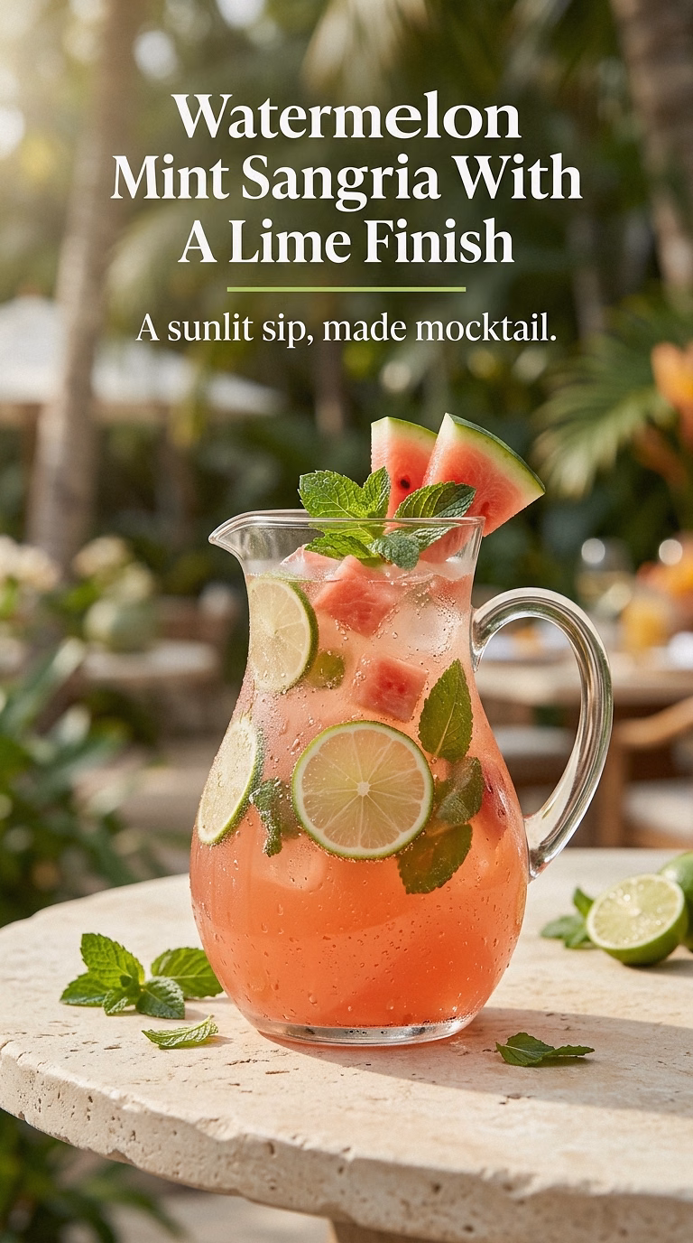 Watermelon Mint Sangria With A Lime Finish