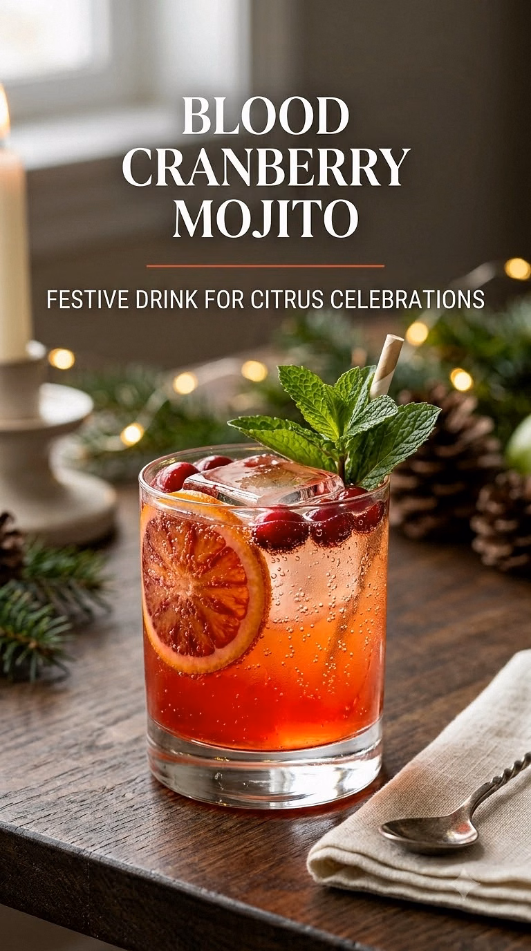 Blood Orange Cranberry Mojito Mocktail