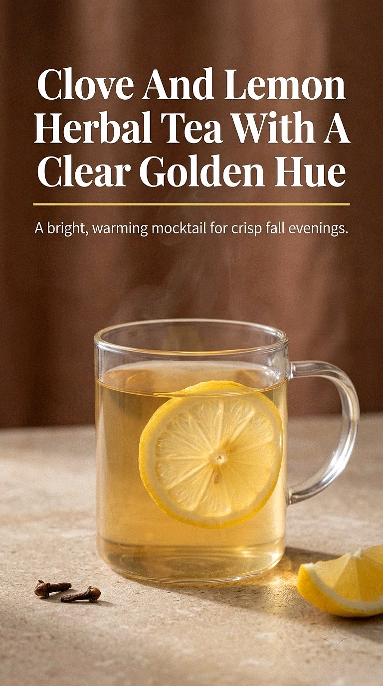 Clove And Lemon Herbal Tea With A Clear Golden Hue