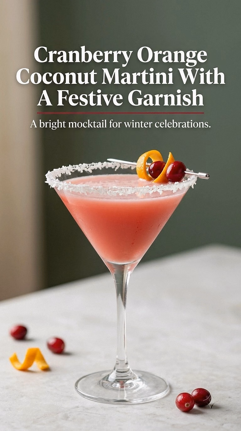 Cranberry Orange Coconut Martini With A Festive Garnish