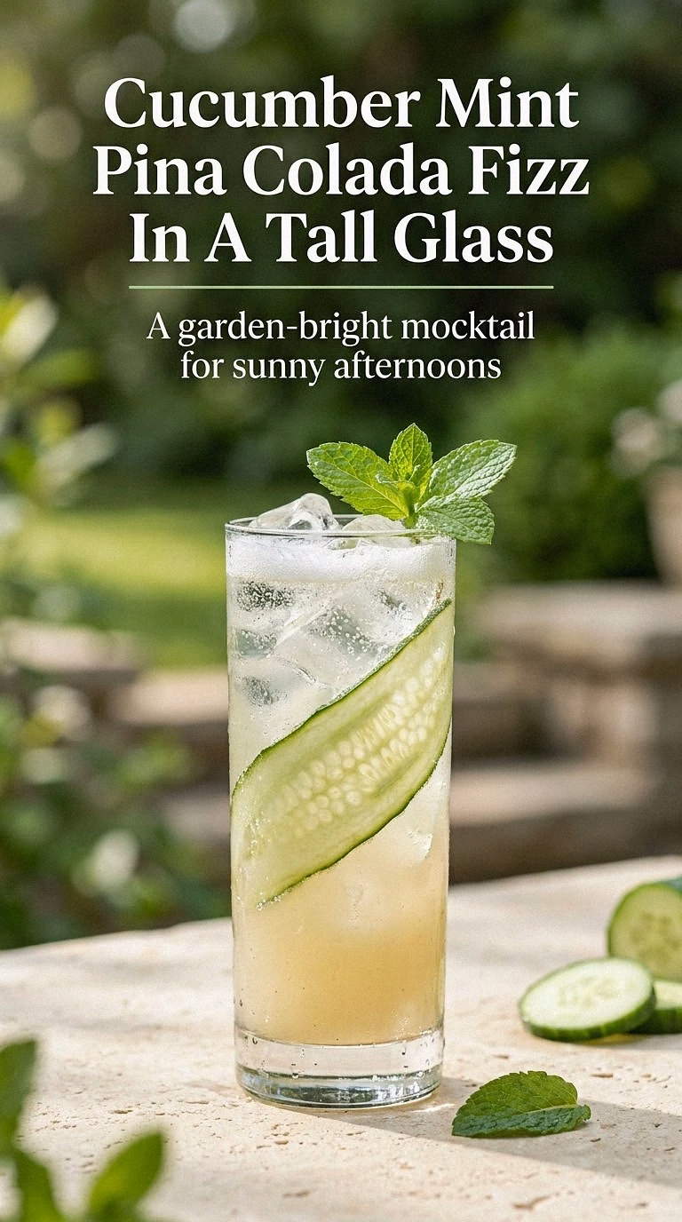Cucumber Mint Pina Colada Fizz In A Tall Glass