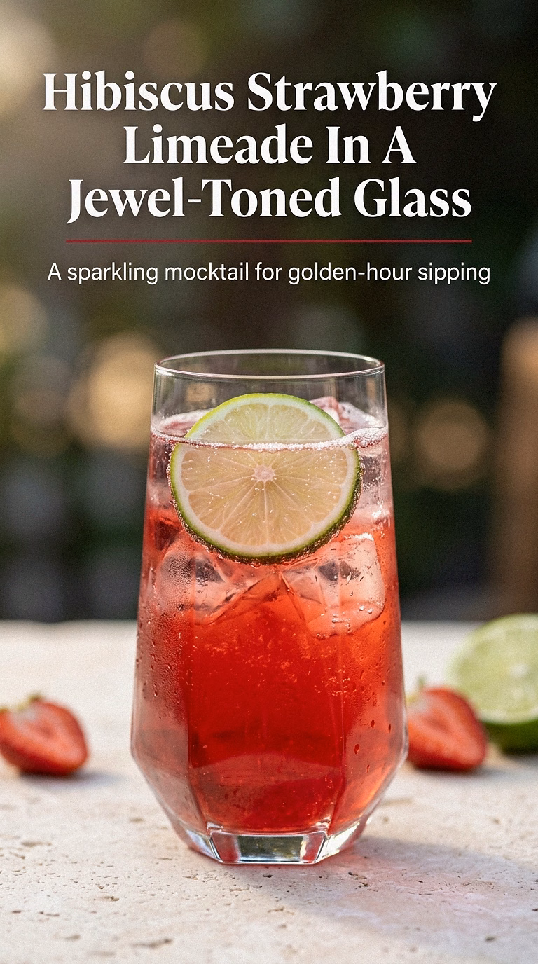 Hibiscus Strawberry Limeade In A Jewel-Toned Glass