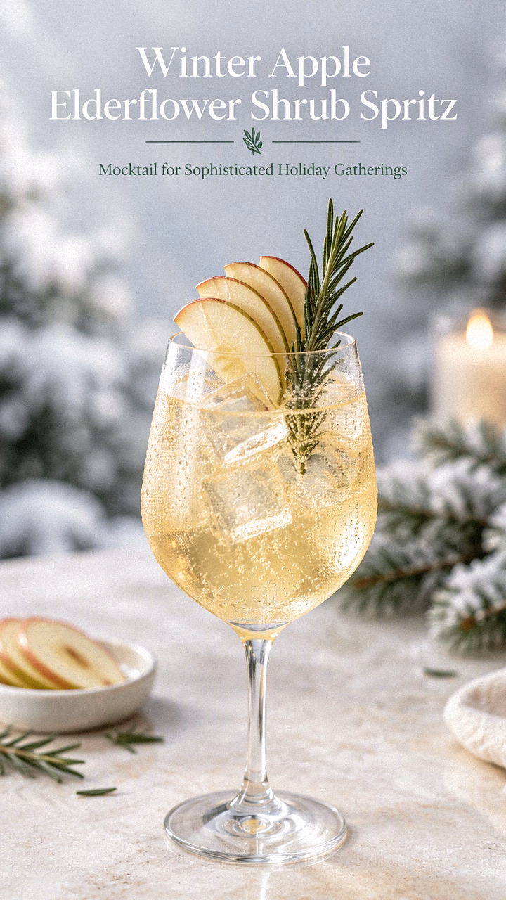 Winter Apple Elderflower Shrub Spritz